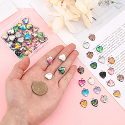 60Pcs 15 Colors Scaled Heart Resin Pendants&nbsp;CRES-CA0001-20