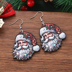Both Sides Printed Wood Dangle Earrings&nbsp;FS-WG7A59A-01