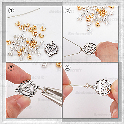 真鍮製つぶし玉カバーカシメ玉カバー  口を開けたラウンド  ミックスカラー  5x5x3mm  穴：1.6mm  100個/カラー&nbsp;FIND-BBC0015-78B