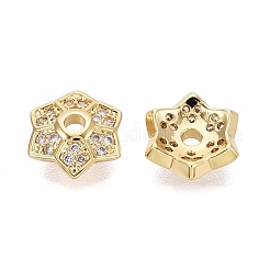 Brass Micro Pave Clear Cubic Zirconia Bead Caps&nbsp;KK-Q071-13G-02
