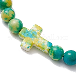 Synthetic Ocean White Jade Beads Stretch Bracelets for Women Men&nbsp;BJEW-JB11300-03