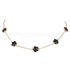 Plum Blossom Glass Links Necklace and Bracelet Sets&nbsp;SJEW-JS01293-02