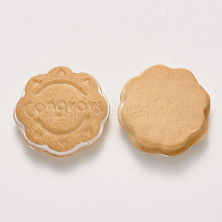 樹脂カボション  模造食品ビスケット  花の形のビスケット  小麦  22~23x6mm&nbsp;CRES-N022-06