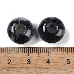 グリッターパウダー入り樹脂ヨーロピアンビーズ  大穴ビーズ  ロンデル  ブラック  13.5x7.5mm  穴：5mm&nbsp;RESI-F055-07G