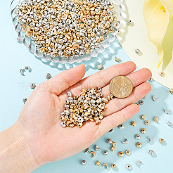 1200 個 6 スタイル CCB プラスチックスペーサービーズ  混合図形  プラチナ·ゴールデン  5~7x5~6x3~6mm  穴：1.4~1.8mm  100個/スタイル&nbsp;CCB-PA0001-09