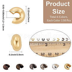 900Pcs 6 Colors Iron Crimp Beads Covers&nbsp;IFIN-PA0001-07A