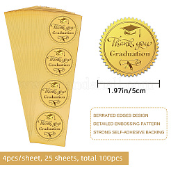 プラスチック製の粘着式金箔エンボスステッカー  メダル装飾ステッカー  言葉  5x5cm  4pcs /シート&nbsp;DIY-WH0211-352