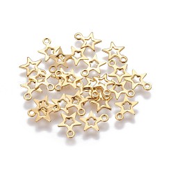 304ステンレススチールチャーム  切り取る  スター  ゴールドカラー  8.5x7x0.8mm  穴：1~1.2mm&nbsp;STAS-F159-48G
