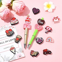 15Pcs 15 Styles Valentine's Day Food Grade Silicone Focal Beads&nbsp;SIL-YW0002-56