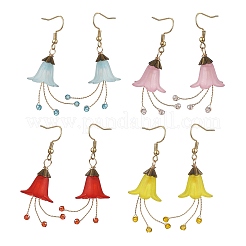 Flower Glass & Acrylic Dangle Earrings&nbsp;EJEW-JE06764