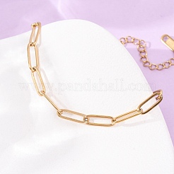 4MM 304 Stainless Steel Paperclip Chain Bracelets&nbsp;SA-CBA4160-22G