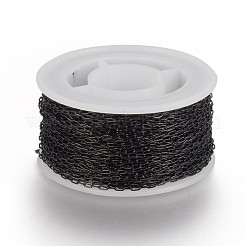 304ステンレススチールペーパークリップチェーン  ハンダ付け  スプールで  電気泳動黒  3x1~1.3x0.3mm  約65.61フィート（20m）/ロール&nbsp;CHS-F010-01A-B
