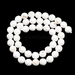 天然マグネサイトビーズ連売り  ラウンド  多面カット  8mm  穴：1.2mm  約46個/連  14.96''（38センチメートル）&nbsp;G-Z143-D01-8mm