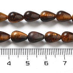 天然石タイガーアイビーズ連売り  ティアドロップ  9x6mm  穴：1.2mm  約44個/連  15.75''（40センチメートル）&nbsp;G-B106-A24-01