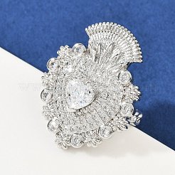 Brass Micro Pave Clear Cubic Zirconia Cuff Rings&nbsp;RJEW-P155-04D-P