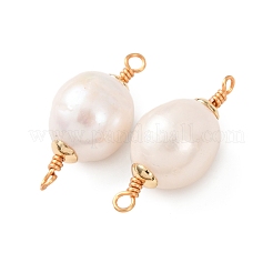 Natural Pearl Rice Connector Charms&nbsp;KK-Z152-01G-01
