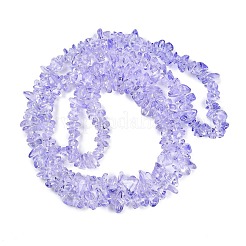 透明ガラスビーズ連売り  天然石風  ナゲット  ライラック  4~11x8~10x2~8mm  穴：0.7mm  31.10''（79センチメートル）&nbsp;GLAA-Z009-01G