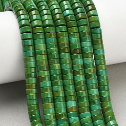 染色された合成マグネサイトビーズの連  ディスク  ヒシビーズ  シーグリーン  6x3mm  穴：1.2mm  約129個/連  15.16''（38.5センチメートル）&nbsp;GG-CBA3F2C-A01-02