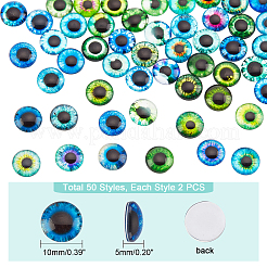100 Pcs 50 Style Glass Cabochons&nbsp;GLAA-PH0001-85