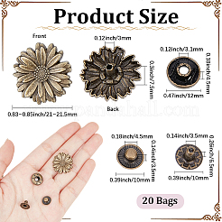 20 Bags Flower Alloy Snap Buttons&nbsp;BUTT-CY0001-36