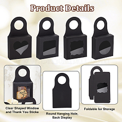 48Pcs 4 Styles Square Kraft Paper Festival Gift Storage Boxes with PVC Window and Hole Handle&nbsp;CON-PH0003-05A