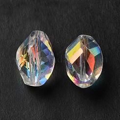 ガラス k9 ガラス  模造オーストリアクリスタルビーズ  多面カット  ナゲット  クリアAB  11x8x8mm  穴：1mm&nbsp;GLAA-H024-12B