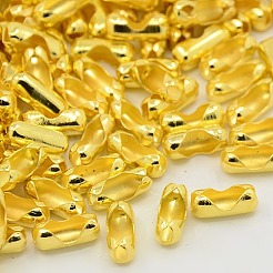 アイアン製ボールチェーンコネクター  金色  長さ10mm  4 mm幅  厚さ4mm  穴：2.5mm  3.2mmボールチェーンに適合&nbsp;E683Y-G