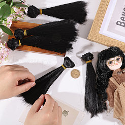 PPドール用ウィッグヘア6個  DIYの女の子のためのbjdメイキングアクセサリー  ブラック  1000x150~160x0.5mm&nbsp;DIY-GL0005-57