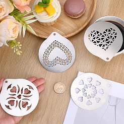 4Pcs 4 Styles 304 Stainless Steel Coffee Latte Mold&nbsp;AJEW-GF0012-40B