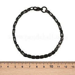201ステンレススチールリンクチェーンブレスレット（男性用・女性用）  304ステンレススチール留め具付き  イオンプレーティング（ip）  ブラック  8-1/2~8-5/8インチ（21.5~22cm）&nbsp;BJEW-B143-03EB