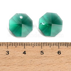ガラス製シャンデリアペンダント  八角形チャーム  多面カット  ティール  14x14x7.5mm  穴：1.4~1.6mm&nbsp;GL-CBA375C-01C