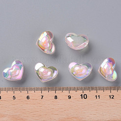 透明なアクリルビーズ  二層ビーズ  ABカラー  ハート  ピンク  13x17x9.5mm  穴：2.5mm  約420個/500g&nbsp;TACR-S152-08B-08