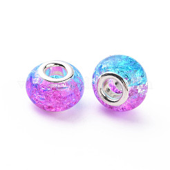Crackle Two Tone Resin European Beads&nbsp;RPDL-T003-06G