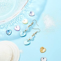 200 個 10 色の天然淡水シェルチャーム  染め  ハート  ミックスカラー  12.5x13x2mm  穴：1.5mm  20個/カラー&nbsp;SHEL-BC0001-014