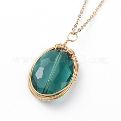 Glass Pendant Necklaces&nbsp;NJEW-JN02586-01
