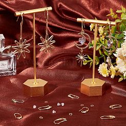 30個の真鍮ピアスフック  水平ループ付き  カドミウムフリー＆ニッケルフリー＆鉛フリー  オープン丸カン30個とプラスチック製イヤーナット100個付き。  18KGP本金メッキ  19x10x2mm  穴：2mm  ピン：1mm&nbsp;DIY-CN0002-55