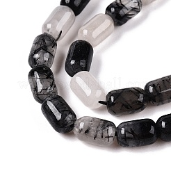 Natural Black Tourmalinated Quartz Beads Strands&nbsp;G-G980-47