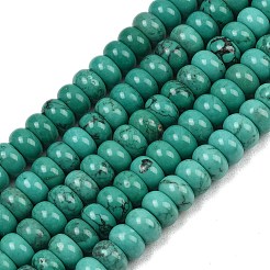 天然マグネサイトビーズ連売り  染め＆加熱  ロンデル  スムーズ  ティール  8x5mm  穴：1.2mm  約82個/連  15.75''（40センチメートル）&nbsp;G-Z143-H01-07A