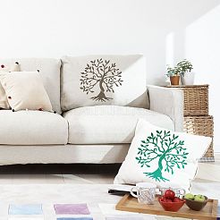 2 個 2 スタイルプラスチック描画絵画ステンシルテンプレート  正方形  生活模様の木  30x30cm  1個/スタイル&nbsp;DIY-GF0006-01A