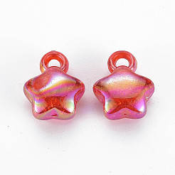 透明クラックルアクリルパーツ  ABカラー  スター  クリムゾン  18x14x8.5mm  穴：3.5mm  約255個/250g&nbsp;LS-MACR-S373-63-L03