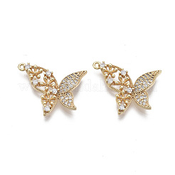 Brass Micro Pave Clear Cubic Zirconia Pendants&nbsp;KK-S355-008-A-NF