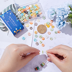 淡水貝ビーズ200個  染め  ディスク/フラットラウンド  ヒシビーズ  ミックスカラー  7~8mm  穴：1mm&nbsp;BSHE-SC0001-11