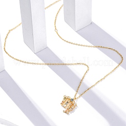 スターリングシルバーのカラフルなキュービックジルコニアの星座ペンダントアズキチェーンネックレス女性用925個  18KGP本金メッキ  乙女座  13.74インチ（34.9cm）  ペンダント：10.5~17x8.5~15 mm&nbsp;STER-R009-01G-10