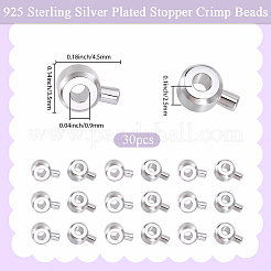 30個の真鍮つぶし玉  長持ちメッキ  コラム  925銀メッキ  4.5x3.5x2.5mm  穴：0.9mm&nbsp;KK-BBC0024-23S