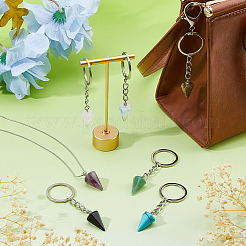 7Pcs Natural & Synthetic Gemstone Keychain&nbsp;KEYC-FH00069
