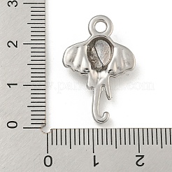 変色しない304ステンレススチールペンダント  象のチャーム  ステンレス鋼色  25x16x4.5mm  穴：2.1mm&nbsp;STAS-N103-119P