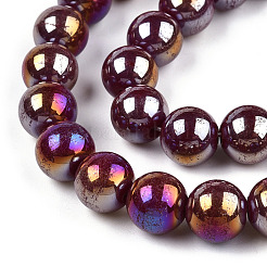 Electroplate Opaque Glass Beads Strands&nbsp;GLAA-T032-P10mm-AB05