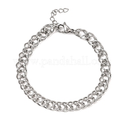 6.5mm 304ステンレススチール製ダブルリンクチェーンブレスレット（男女兼用）  変色なし  ステンレス鋼色  6.77インチ（17.2cm）&nbsp;SA-CBA37BC-21P