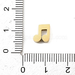 304ステンレススチールビーズ  音符  イオンプレーティング（ip）  ゴールドカラー  8x7x3mm  穴：1.8mm&nbsp;SA-E001-07G