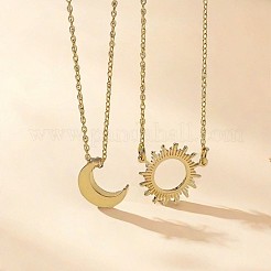 2Pcs Sun & Moon Alloy Pendant Necklaces&nbsp;FS-WGC7774-01